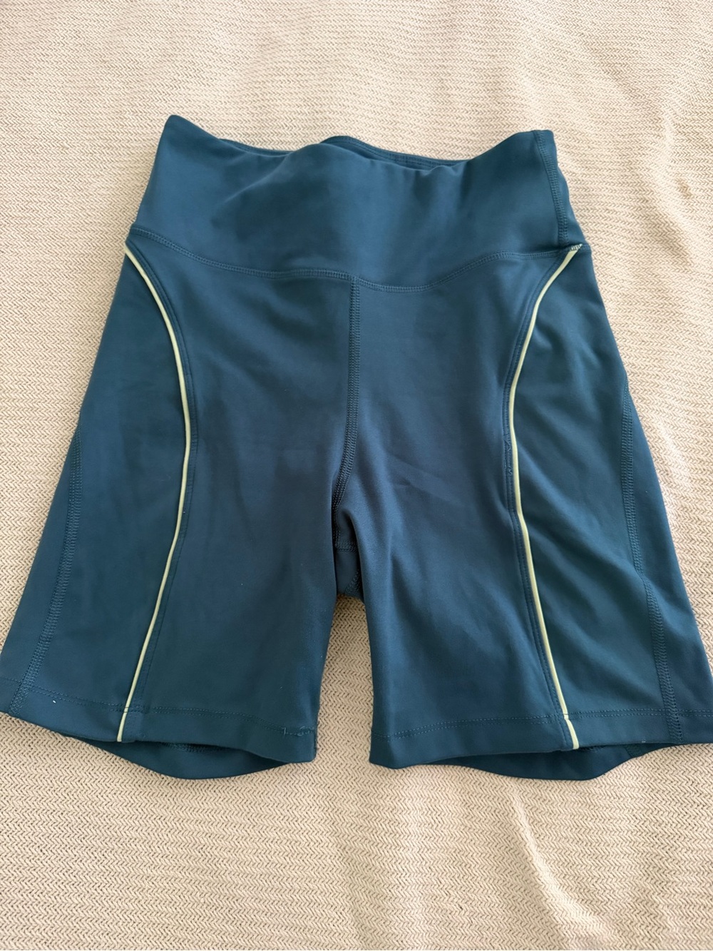 Sincerely Jules Teal High-Rise Athletic Bike Shorts with Lime Piping